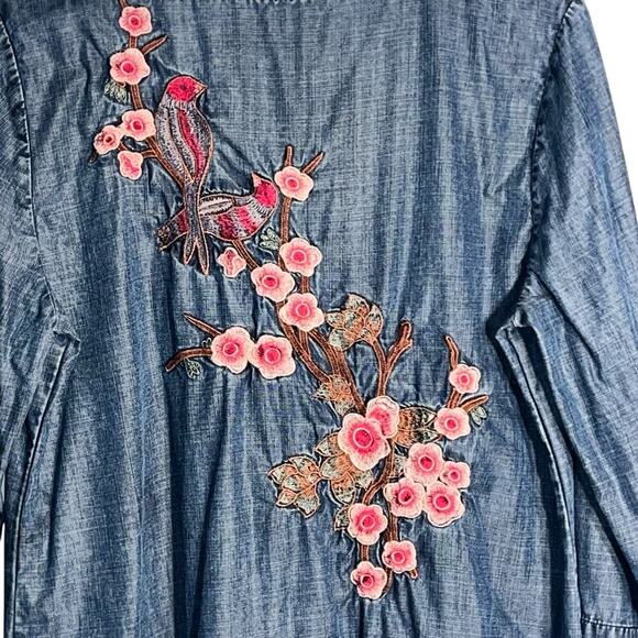 Soft Surroundings Embroidered Chambray Dress/Tunic Size XS - Picture 4 of 9